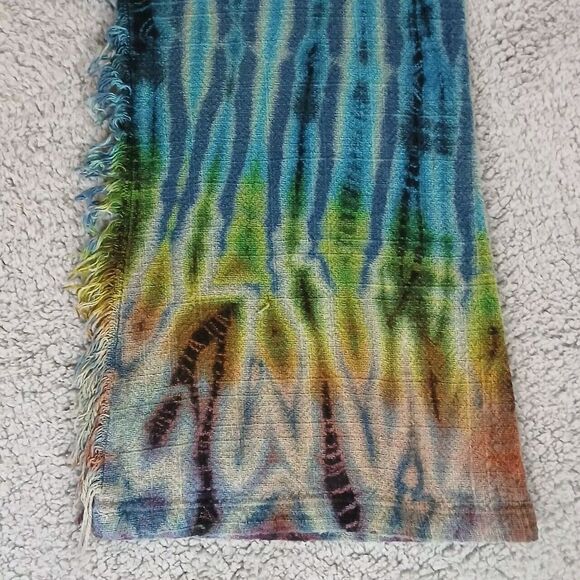 Gypsy Rose Tie Dye Wide Leg Size Large Pull On Hippie Fringe Tie Front - Picture 7 of 8